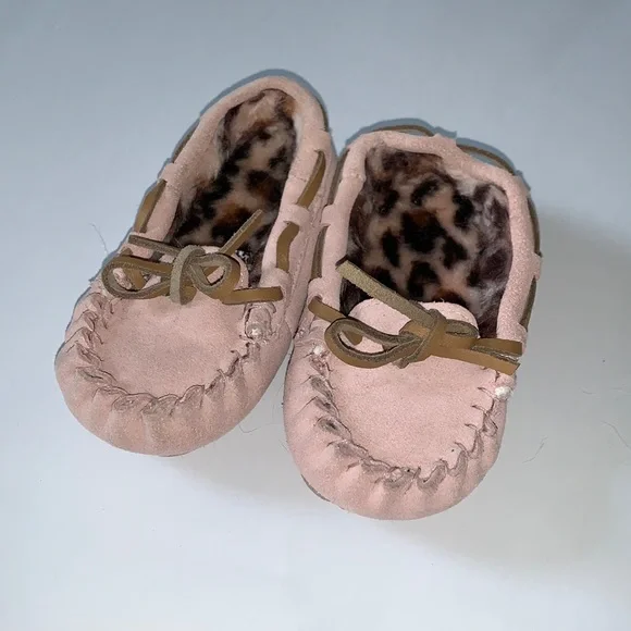 Target Shoes Pink Suede Fuzzy Moccasins Sz S Baby Poshmark